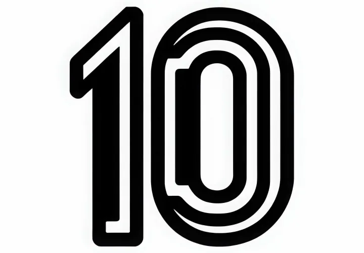 Coloring page of the number 10 - Free image to download