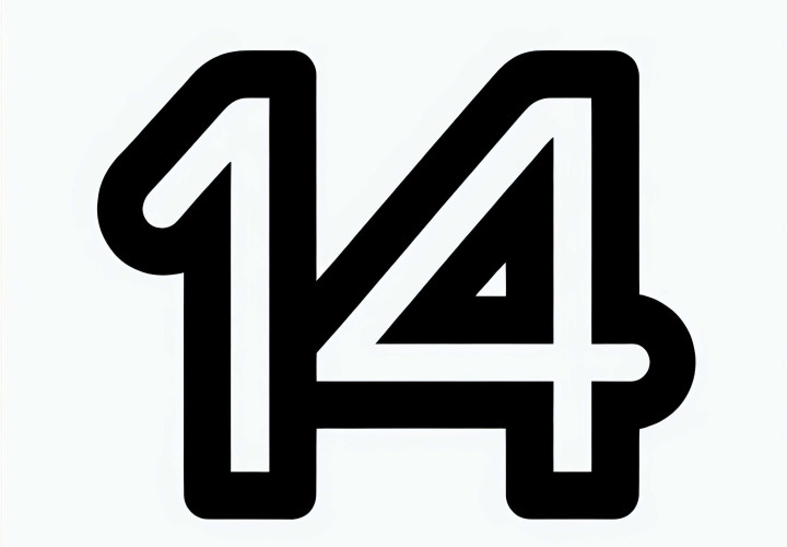Number 14 coloring page free to color and download