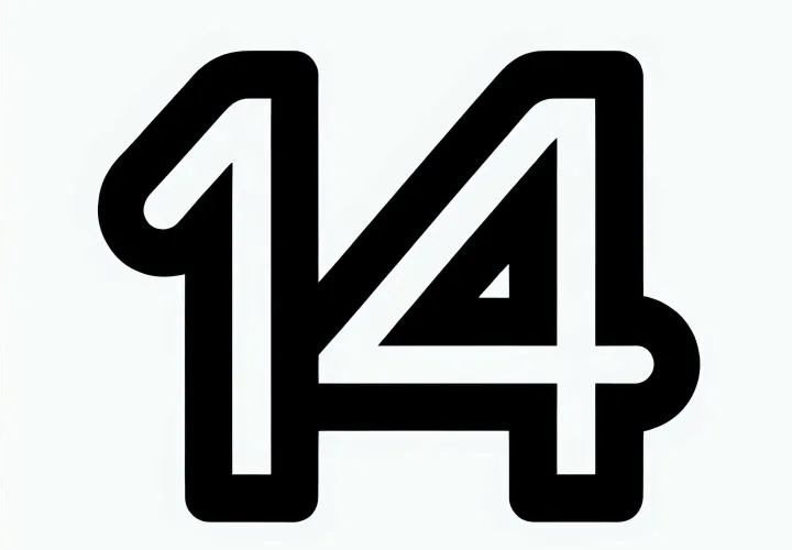 Number 14 coloring page free to color and download