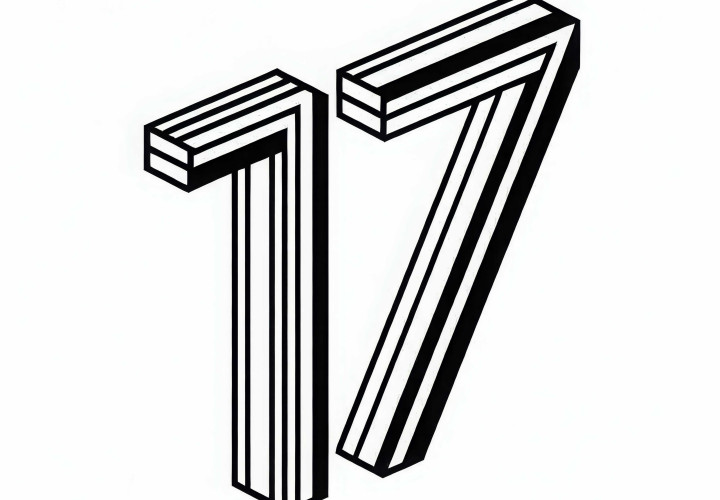 Coloring page of the number 17 – Free coloring template