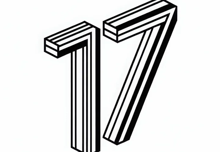 Coloring page of the number 17 – Free coloring template