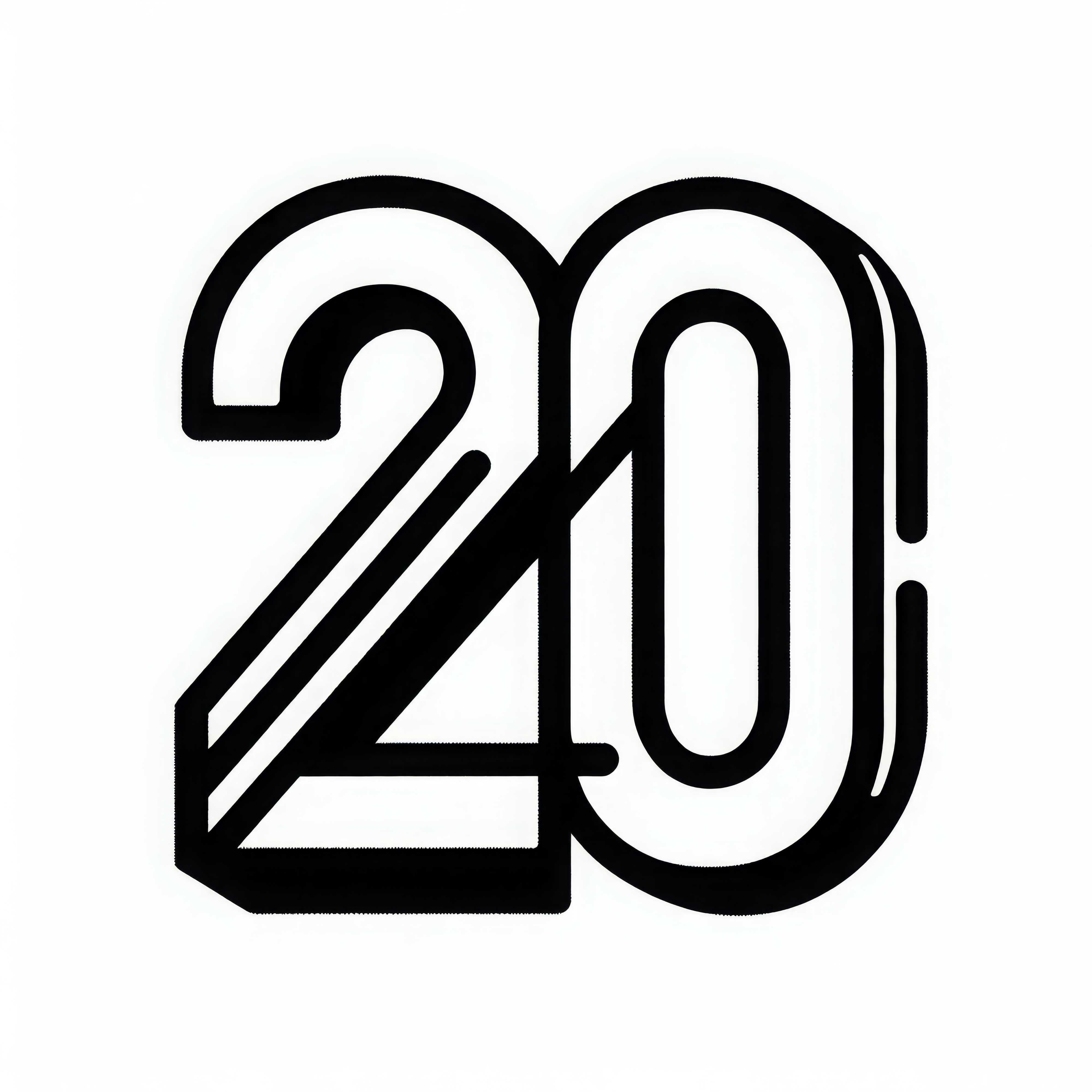 Coloring page of the number 20 for free