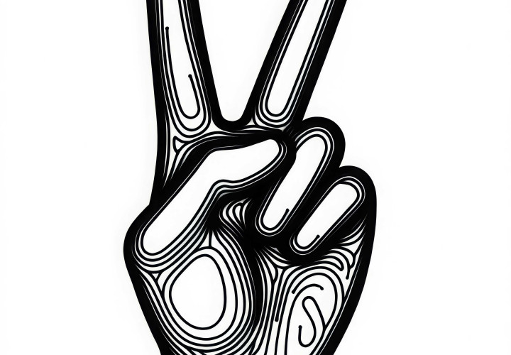 Two-Finger Peace Sign Coloring Page Free Free Coloring Page of Two-Finger Peace Sign
