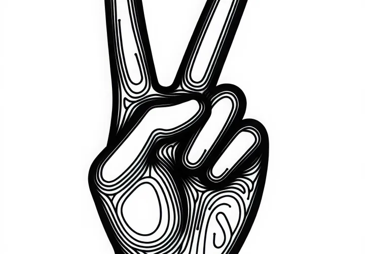 Free Coloring Page of Two-Finger Peace Sign