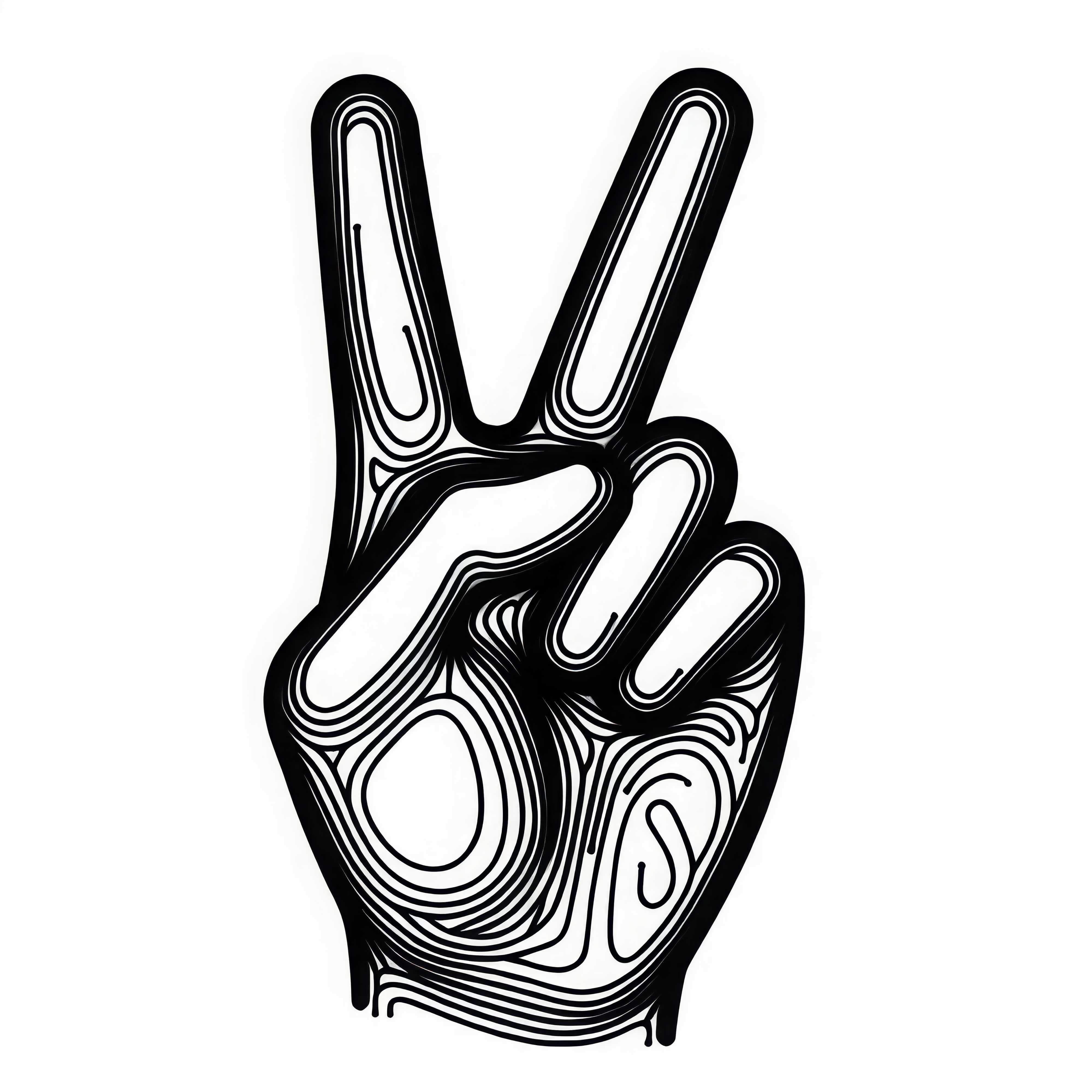 Free Coloring Page of Two-Finger Peace Sign