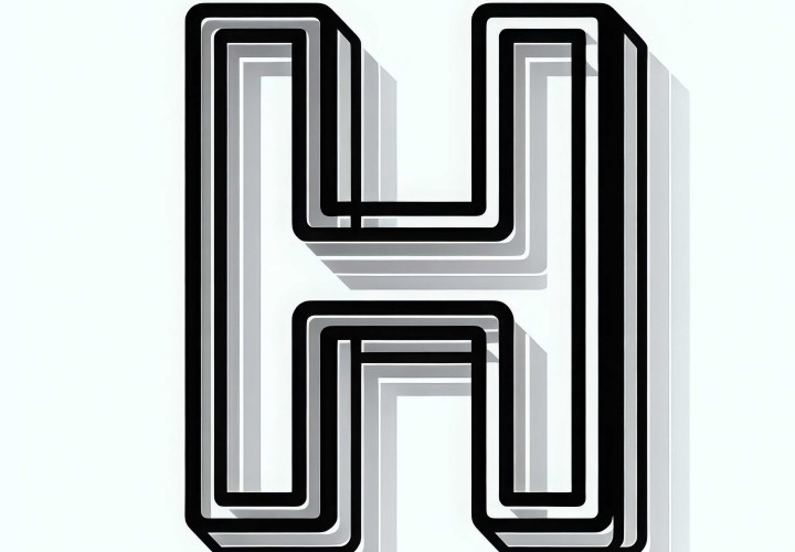 Free coloring page of the capital letter H