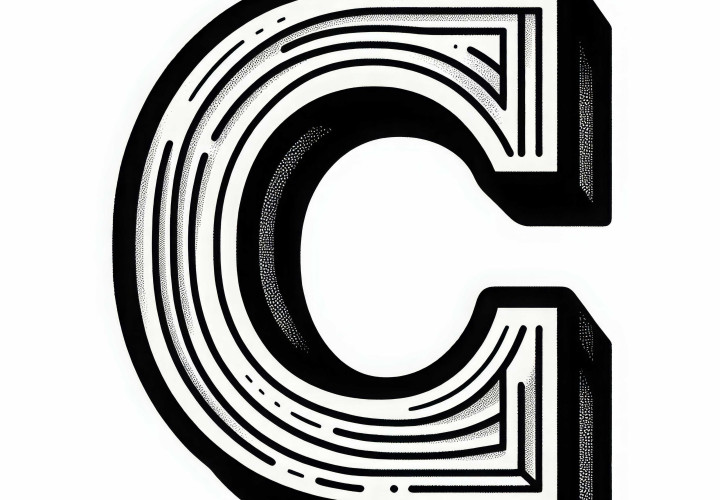 Free Coloring Template of the Capital Letter C Free Printable Coloring Page of the Capital Letter C