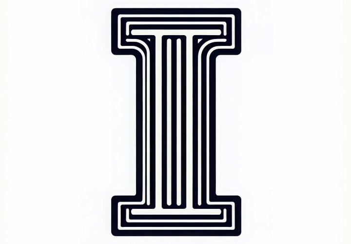 Free coloring page of the uppercase letter I