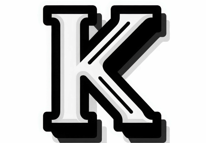 Free K coloring template with capital letters