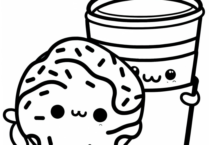 Gambar Mewarnai Kakao Cangkir Donat Lucu Gratis
