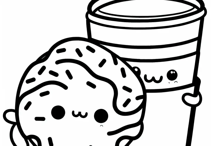 Gambar Mewarnai Kakao Cangkir Donat Lucu Gratis