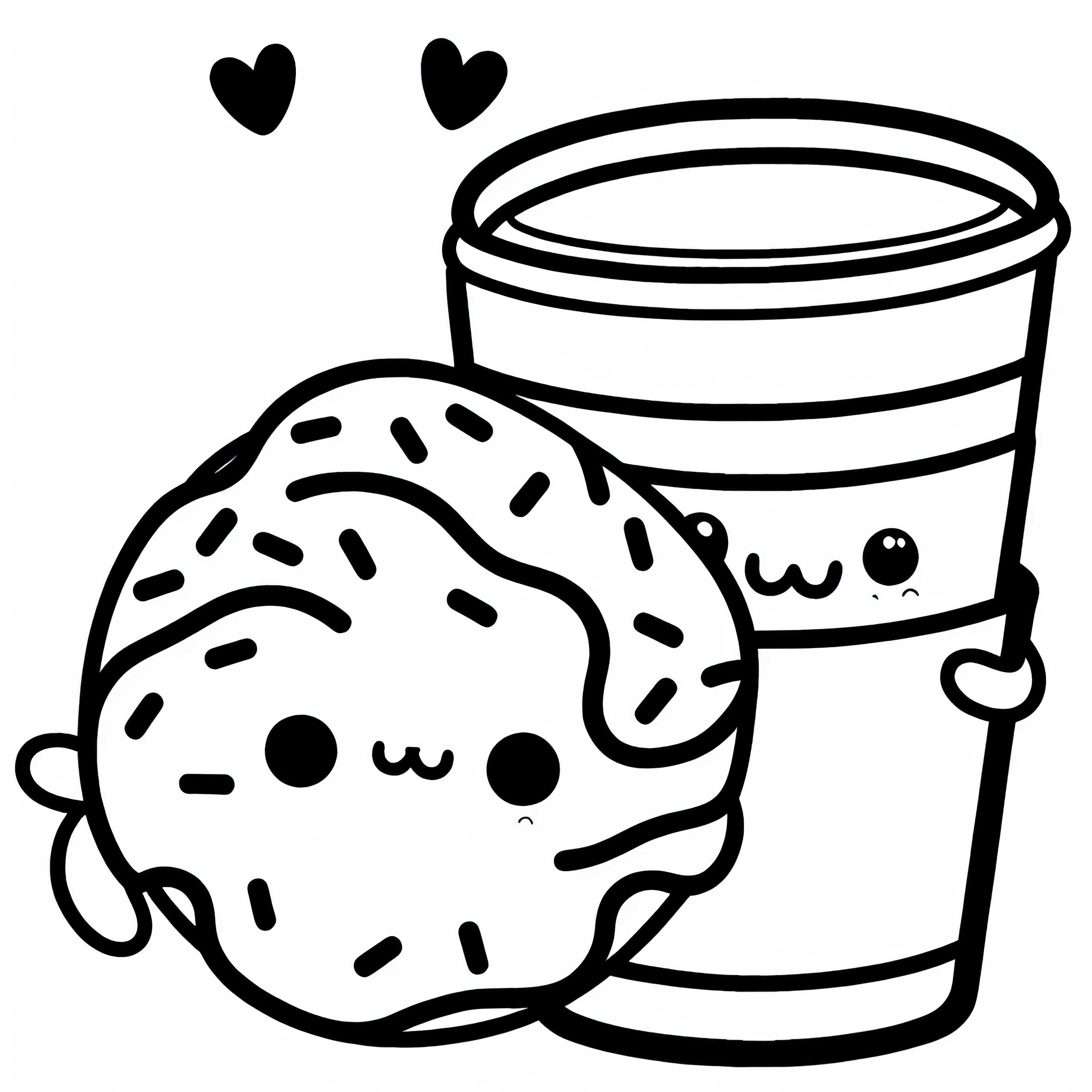 Cangkir Donat Ramah Cocoa Gambar Mewarnai Kawaii Gratis