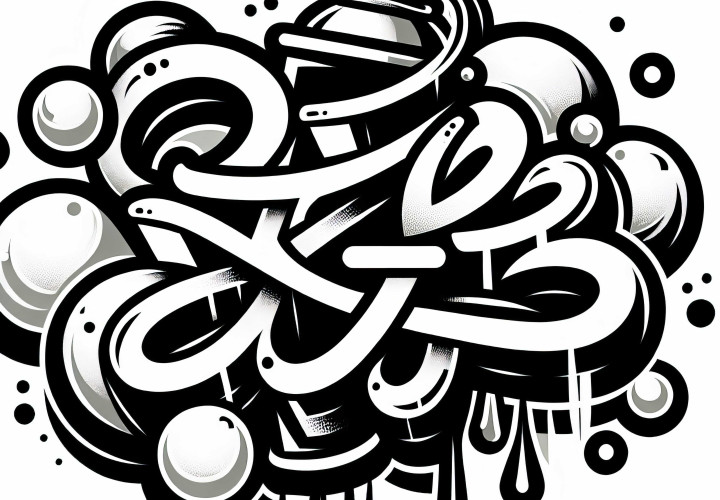 Hari bersalju dalam huruf Bubble dengan semprotan kabut dan tetesan – Gambar mewarnai graffiti gratis