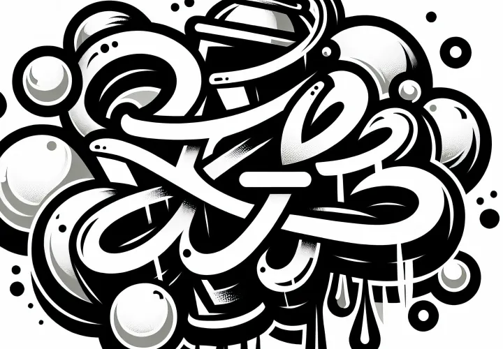 Hari bersalju dalam huruf Bubble dengan semprotan kabut dan tetesan – Gambar mewarnai graffiti gratis