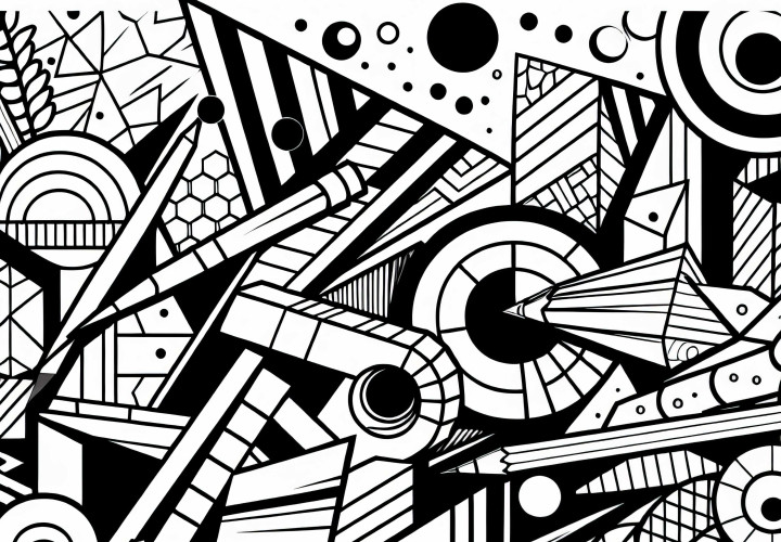 Gambar dinding abstrak dengan bentuk geometris – Mewarnai grafiti gratis