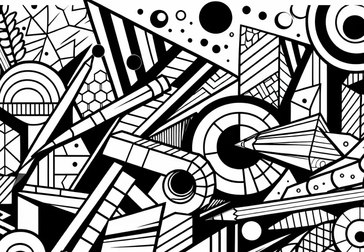 Gambar dinding abstrak dengan bentuk geometris – Mewarnai grafiti gratis