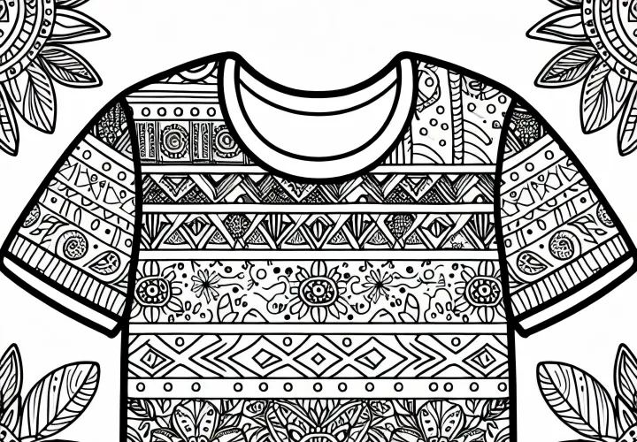 T-shirt coloring template for clothing – Free coloring picture