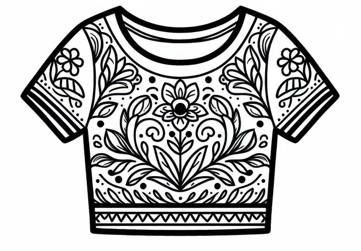 Crop Top Coloring Page: Free Clothing to Color