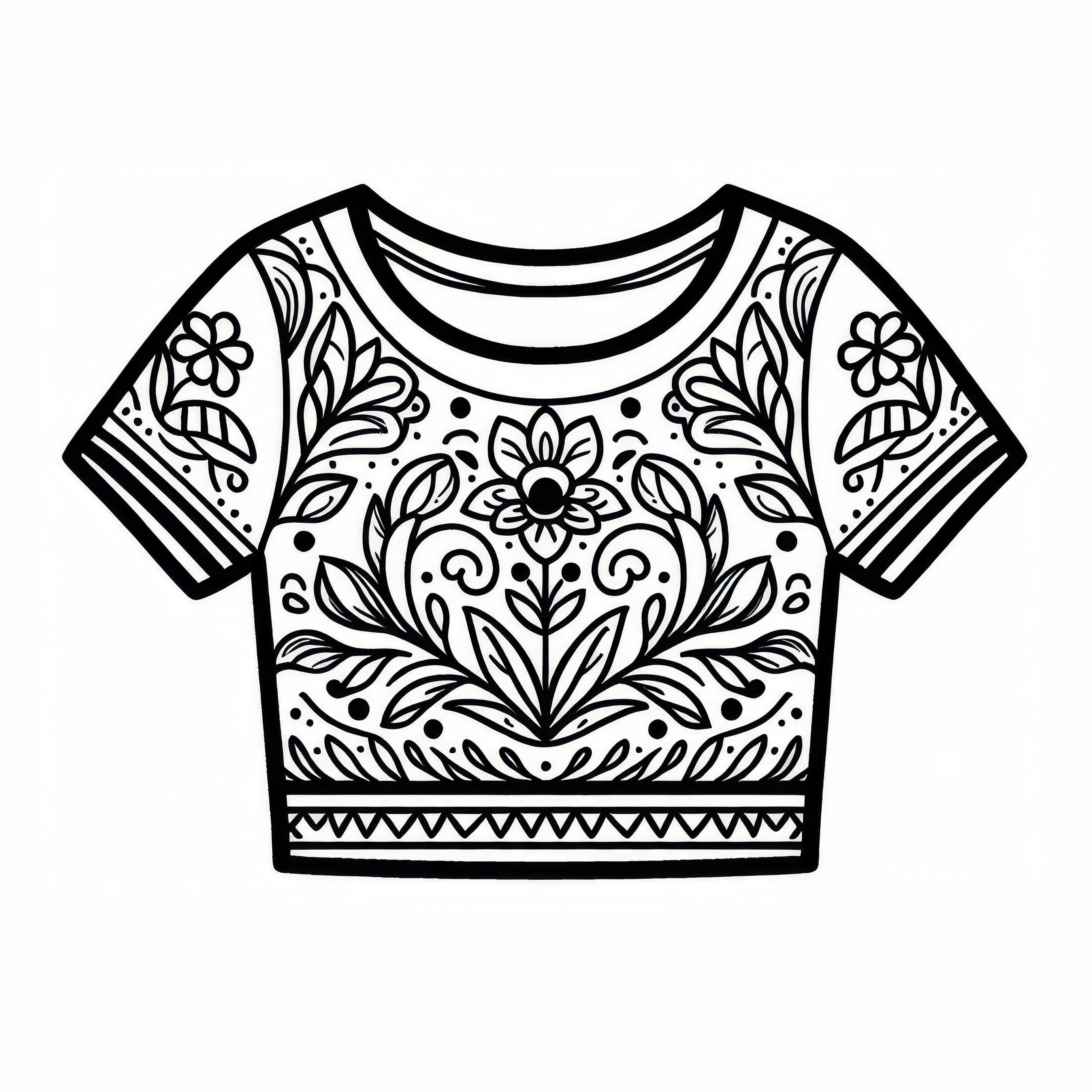 Crop-Top színező lap: Ingyenes ruha színezésre