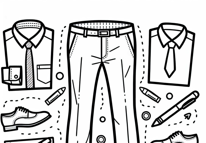 Image à colorier de pantalon de costume - Vêtements gratuits