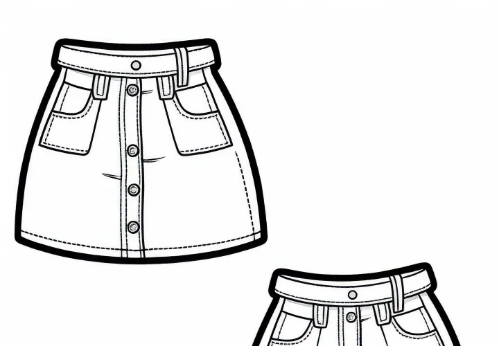 Coloring Page Mini Skirt - Free Coloring Template for Clothing