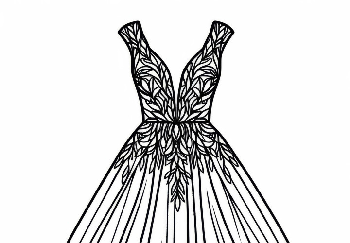 Kolorowanka sukienki wieczorowej – Darmowe ubranie do kolorowania