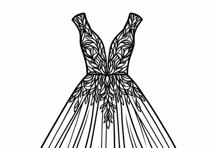 Coloring page of an evening gown – Free clothing to color