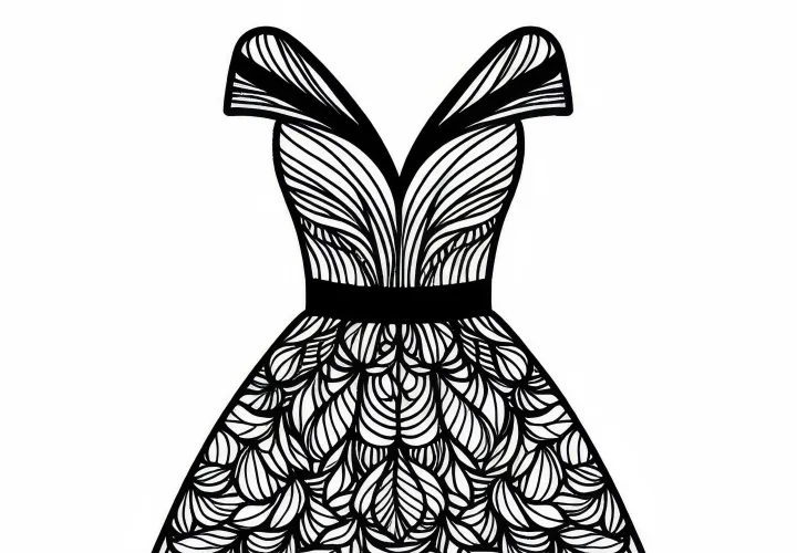 Cocktail dress coloring page for clothing available for free download