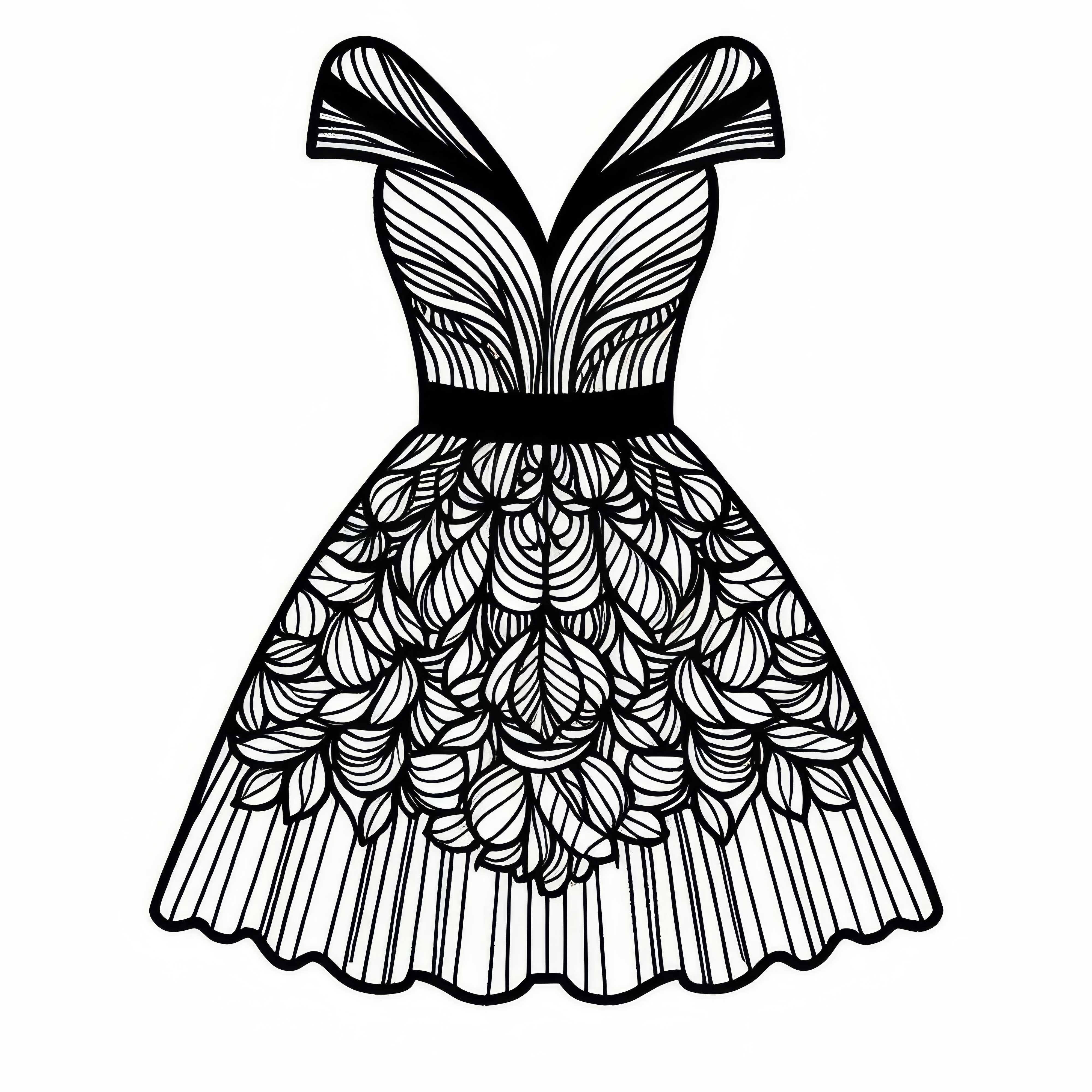 Kolorowanka sukienki koktajlowej do pobrania za darmo Kolorowanka sukienki koktajlowej do darmowego pobrania