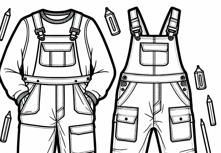 Coloring page for clothing in overalls - Free download