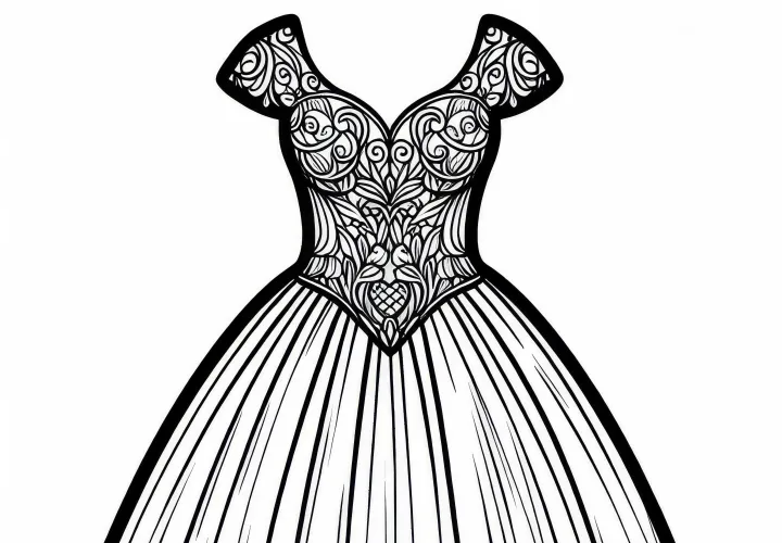 Bride Dress Coloring Page Free Coloring of Clothes
