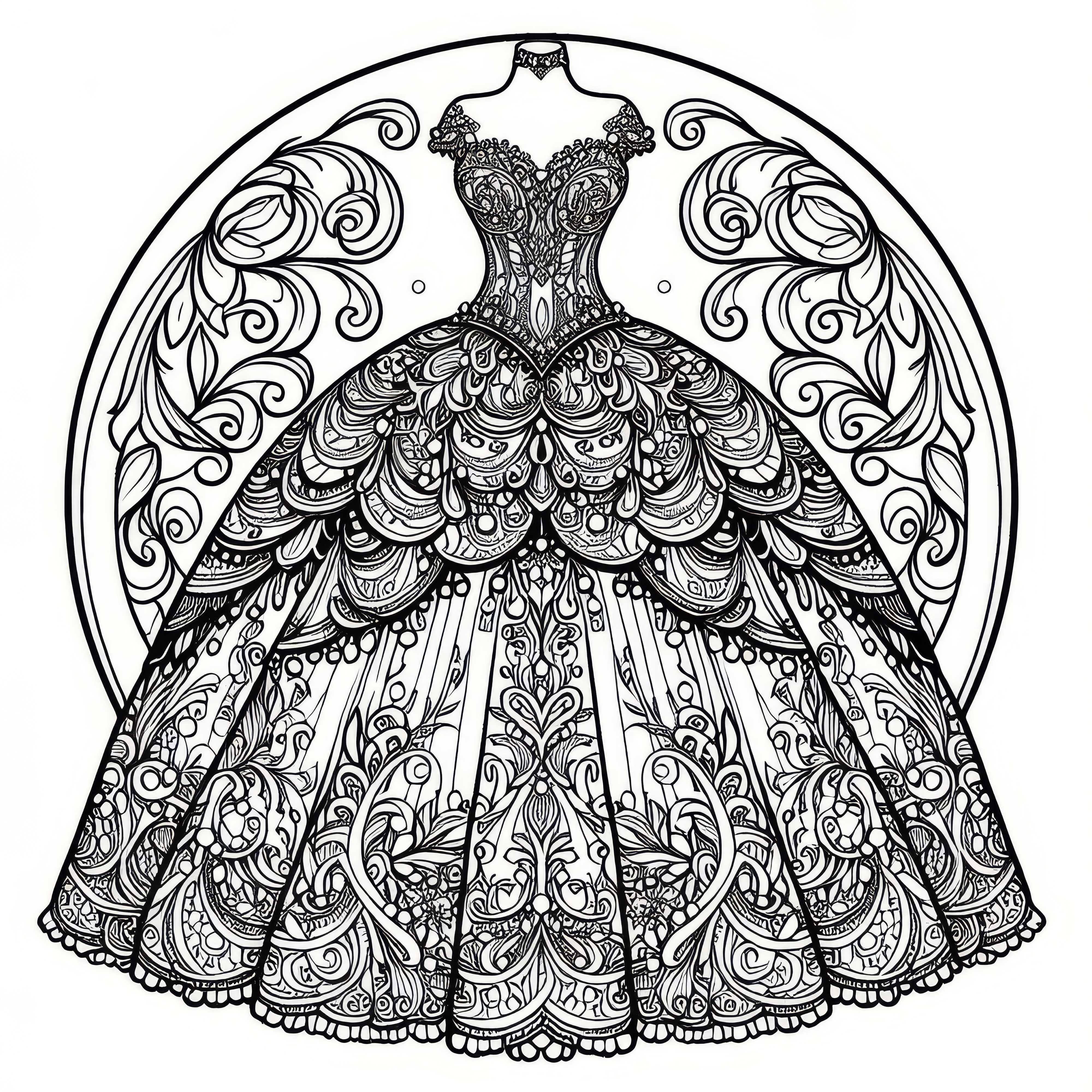 Bezpłatny szablon do kolorowania sukni balowej Bezpłatny szablon kolorowanki sukni balowej