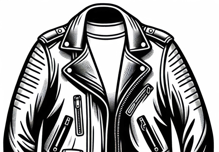 Modèle de coloriage de blouson en cuir pour vêtements gratuit