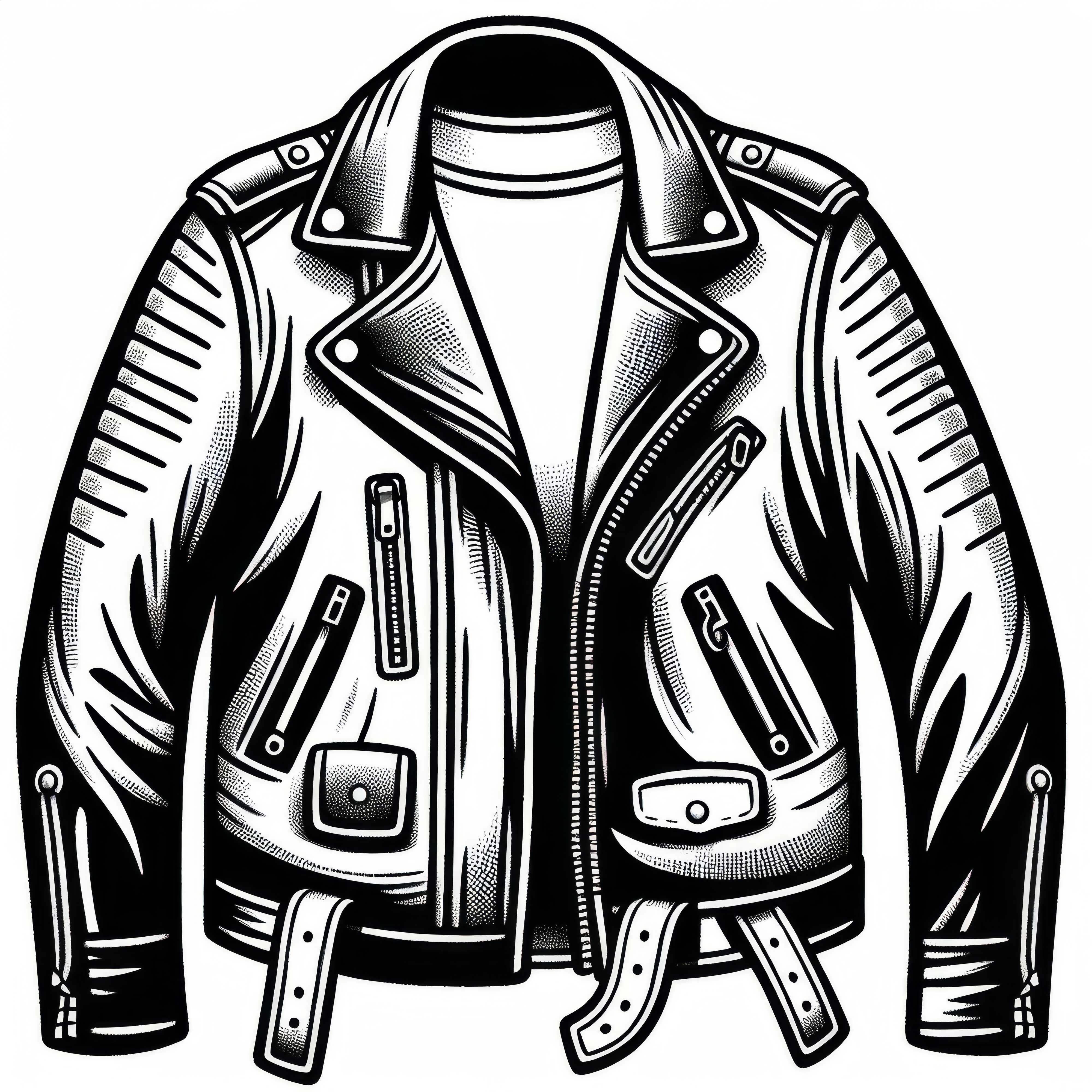 Modèle de coloriage de veste en cuir pour vêtements gratuit