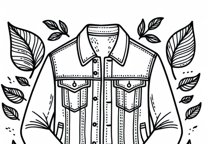 Veste en jean à colorier - Modèle de coloriage gratuit pour enfants