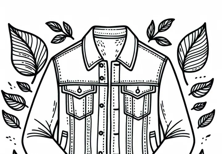 Jeans Jacket Coloring Page – Free Coloring Template for Kids