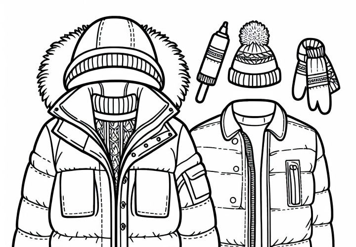 Template pewarnaan jaket musim dingin untuk gambar mewarnai gratis