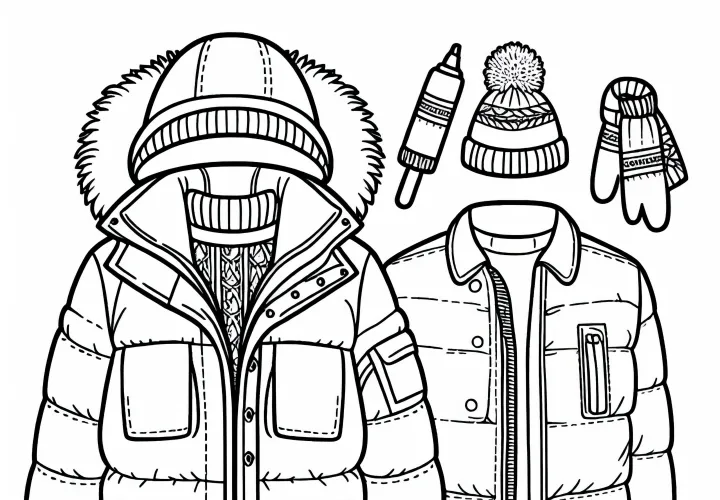 Winter jacket coloring template for free coloring pages