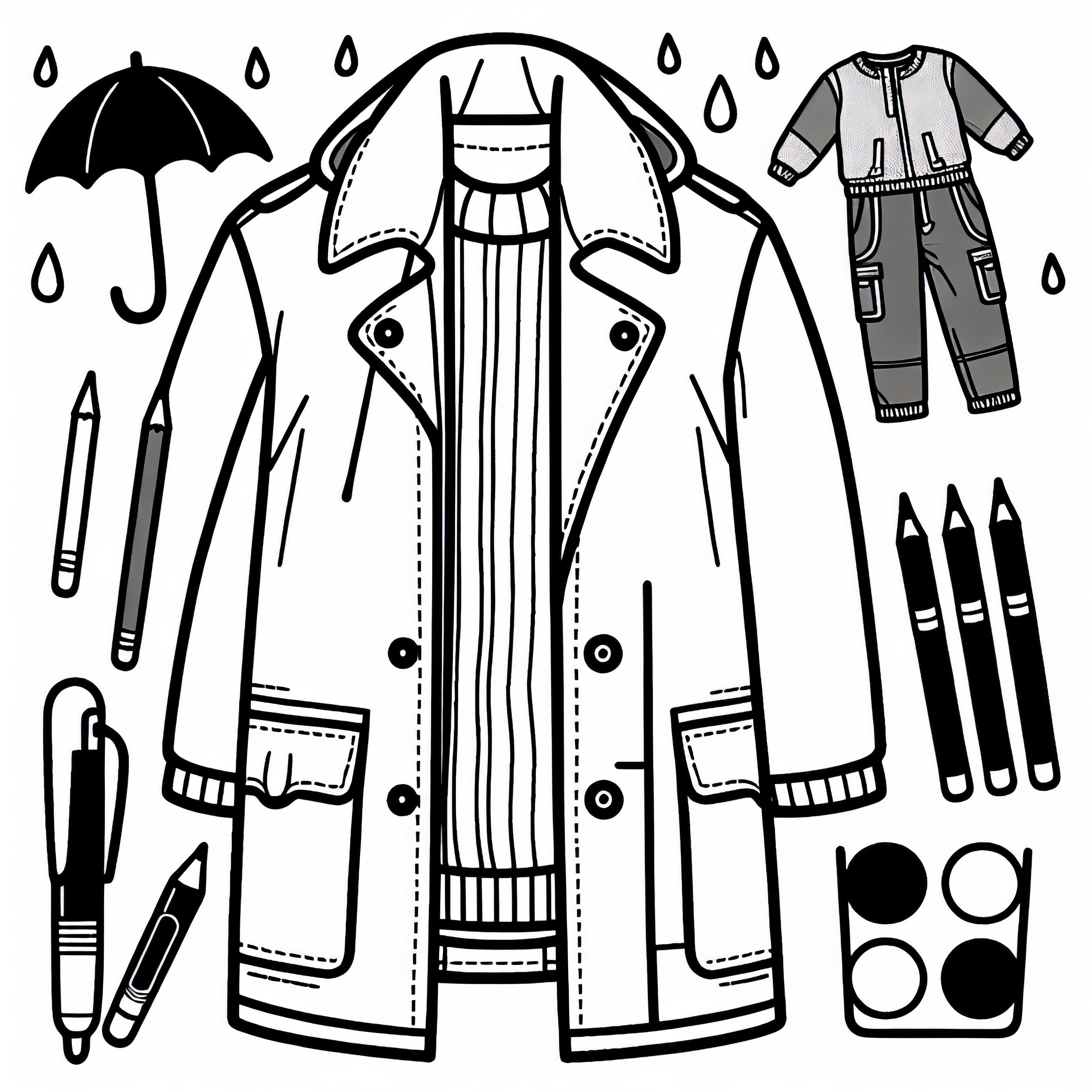 Veste de pluie à colorier - Vêtements gratuits à colorier Dessin à colorier de coupe-vent – Vêtements à colorier gratuits