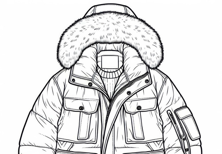 Dessin à colorier Parka - Vêtements gratuits à colorier