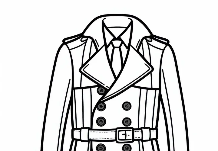 Trench coat coloring template for clothing - Free to download