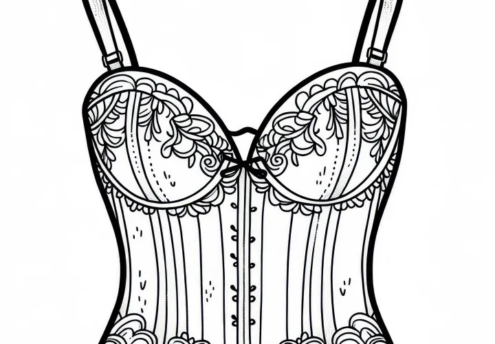 Free download of bustier coloring template for clothing