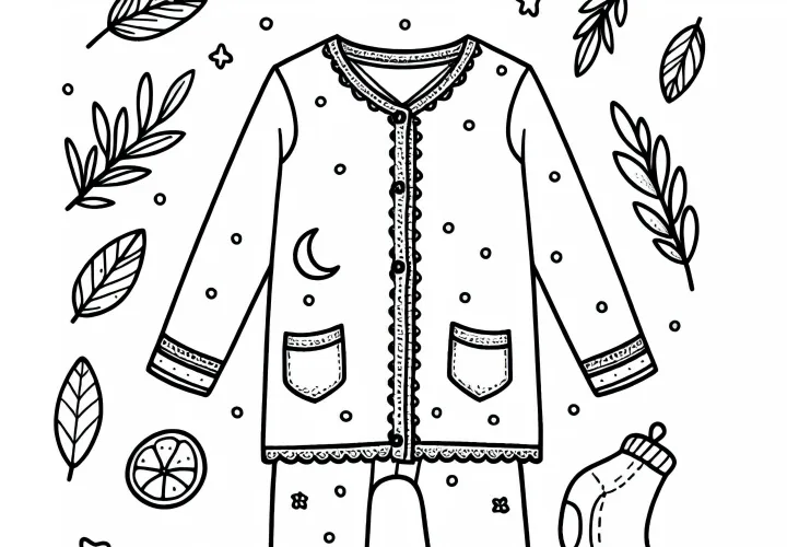Free pajama coloring page for clothing to color