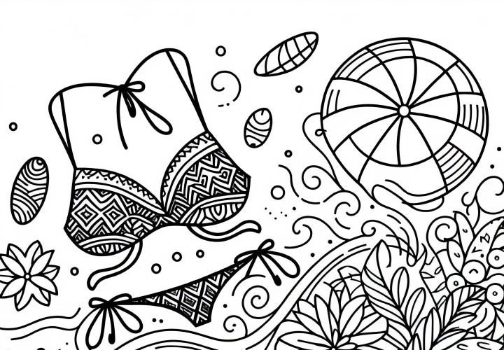 Modèle de coloriage de bikini à télécharger gratuitement et à colorier