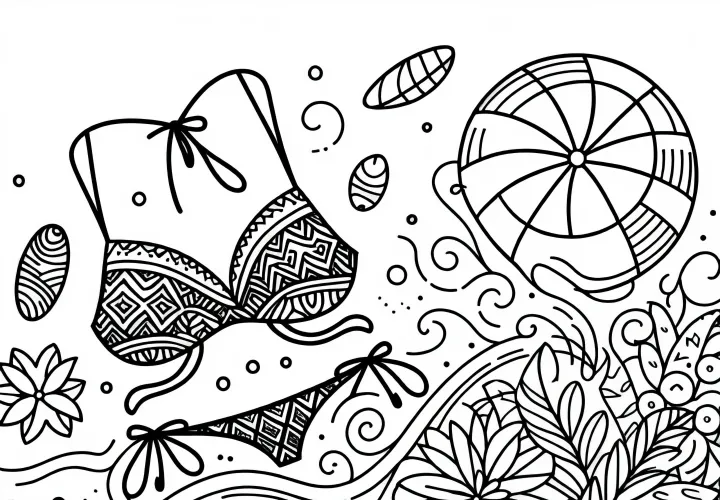 Bikini coloring template for clothing Free download and color in
