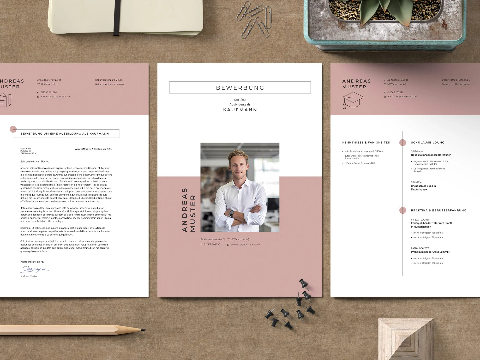 Candidatura come graphic designer: modello per curriculum vitae e lettera di presentazione.