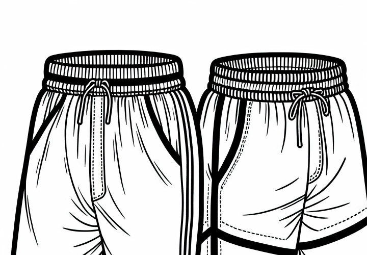 Modèle de coloriage de shorts de tennis pour vêtements à télécharger gratuitement