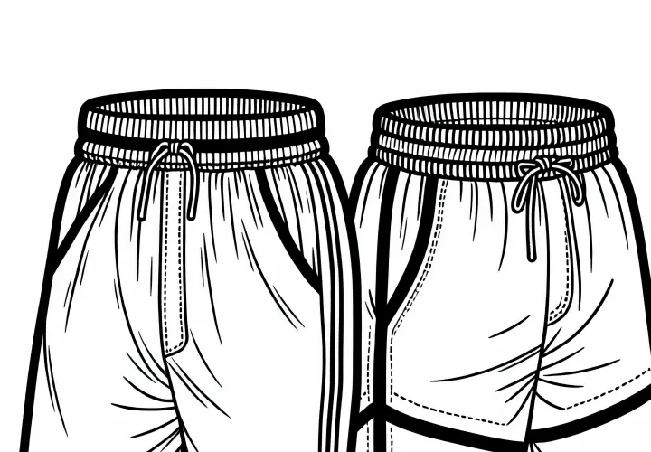 Tennis shorts coloring template for clothing available for free download