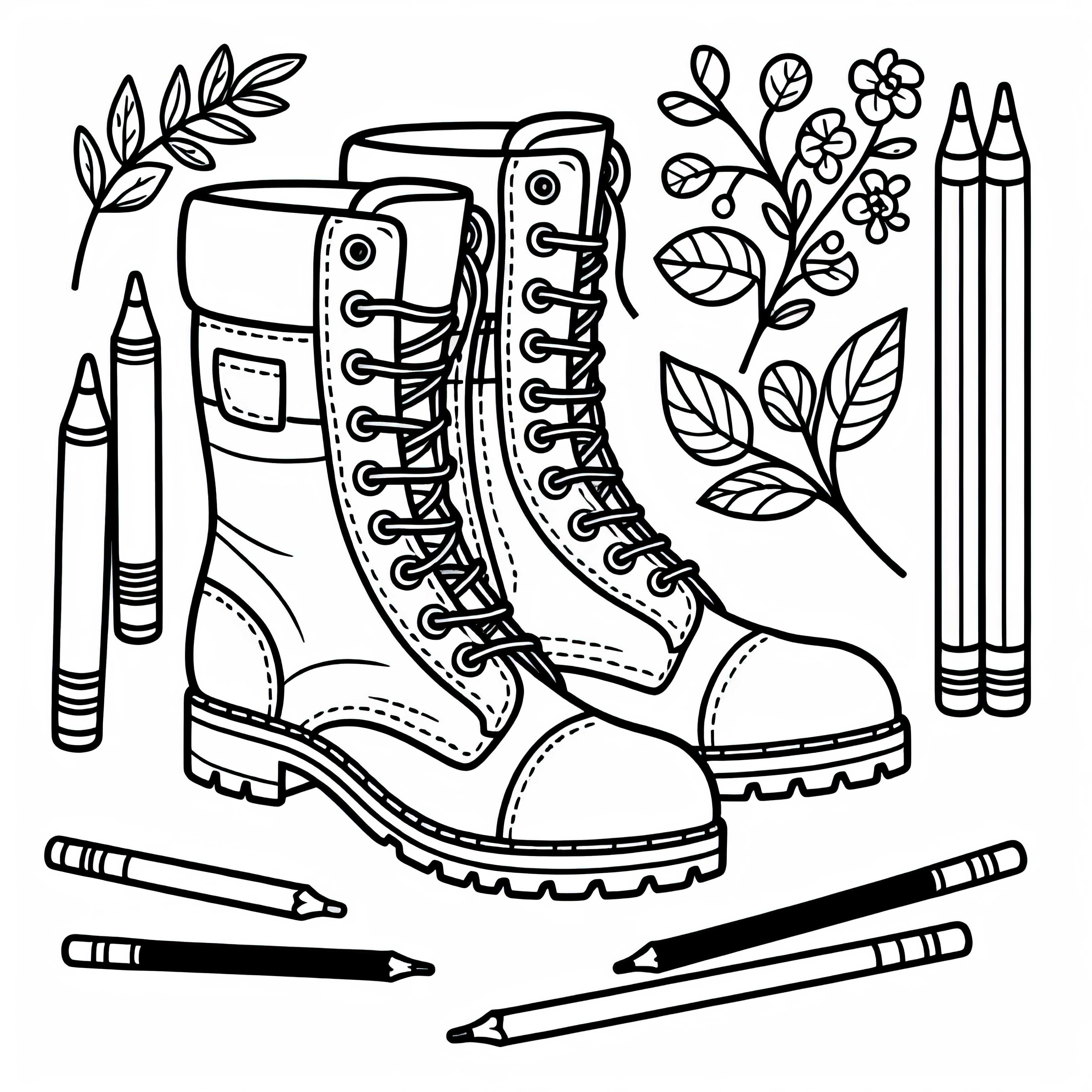 Imagine colorată cu botine – Îmbrăcăminte gratuită pentru colorat Pictură de colorat cu cizme – Haine gratuite de colorat