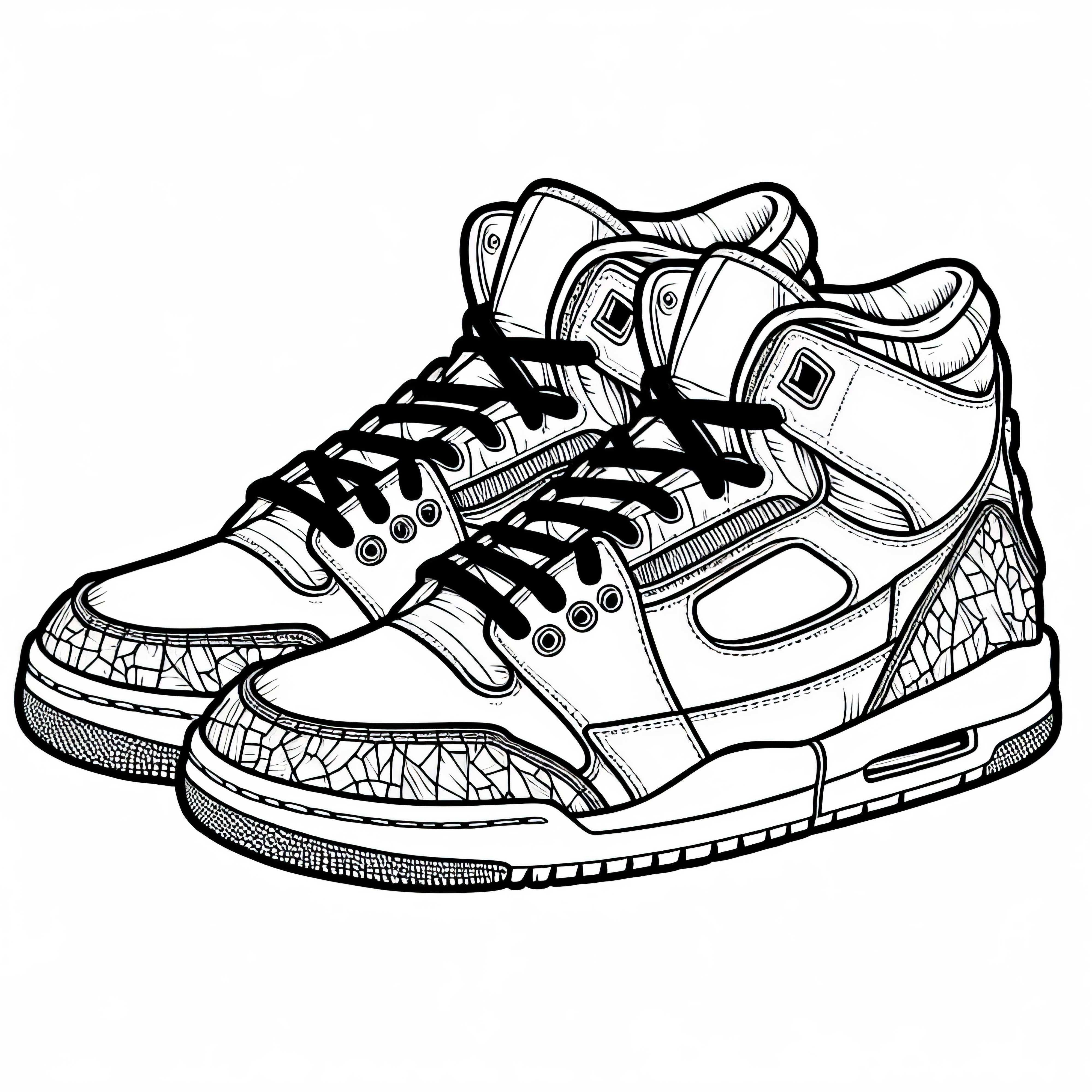 Imagine de colorat cu sneakeri – șablon de colorat gratuit pentru îmbrăcăminte